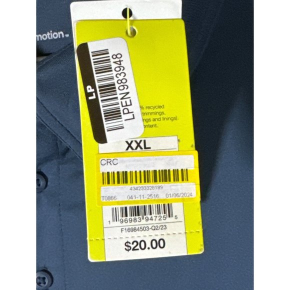 All in Motion Men's Jersey Polo Shirt, Blue, Size XXL, NWT - Picture 4 of 6